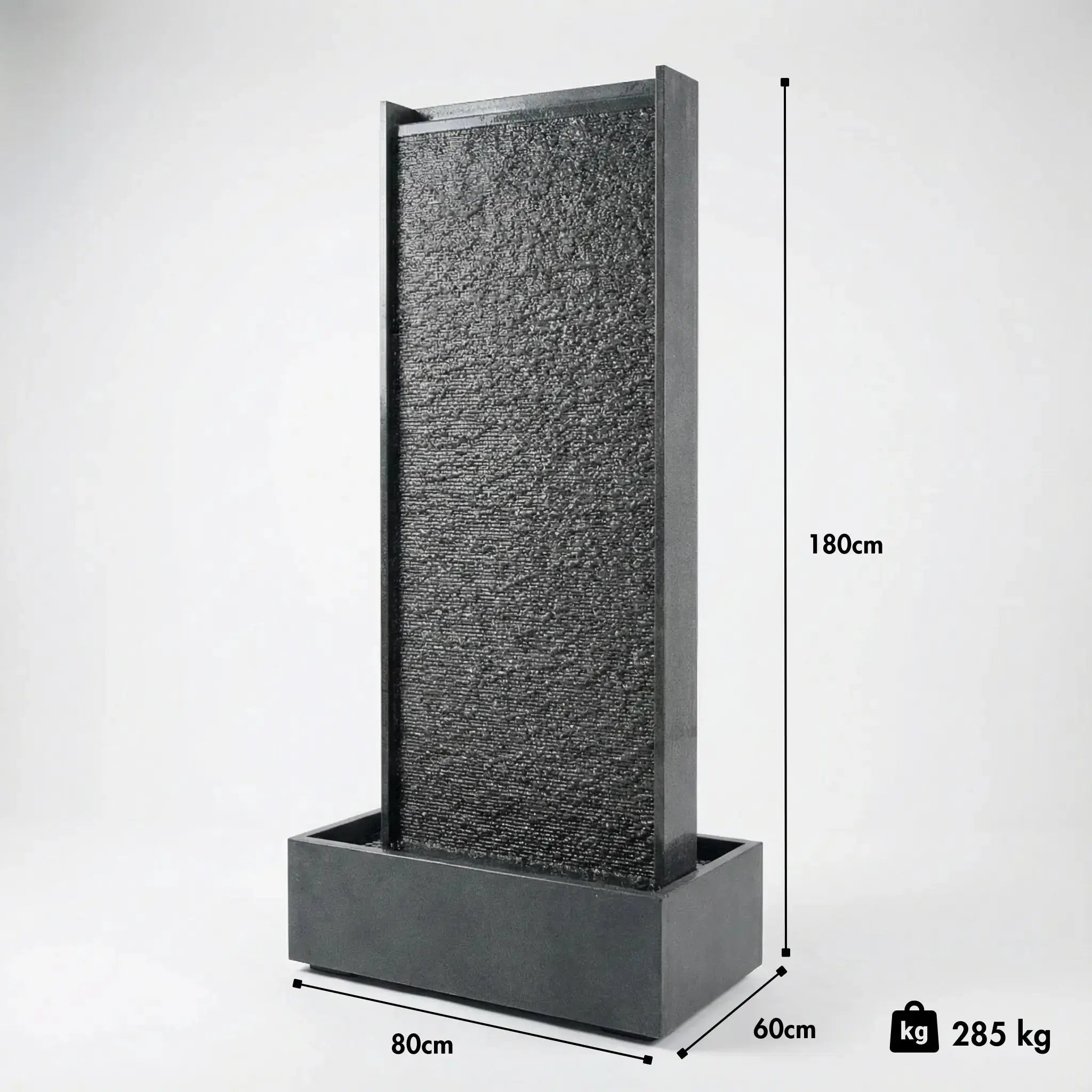 HARMONY – grosse Premium Wasserwand Granitstein, Indoor/Outdoor, 60×40×180 cm - CLIMAQUA