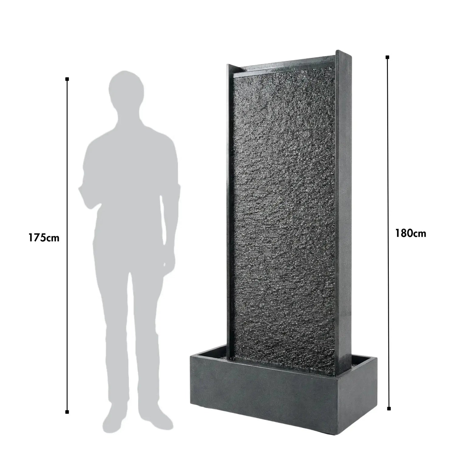 HARMONY – grosse Premium Wasserwand Granitstein, Indoor/Outdoor, 60×40×180 cm - CLIMAQUA