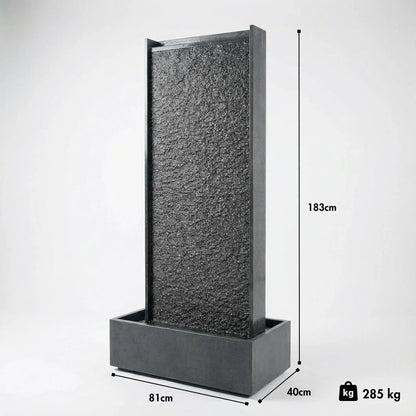 HARMONY – grosse Premium Wasserwand aus Granitstein, Indoor/Outdoor, 81×40×183 cm - CLIMAQUA