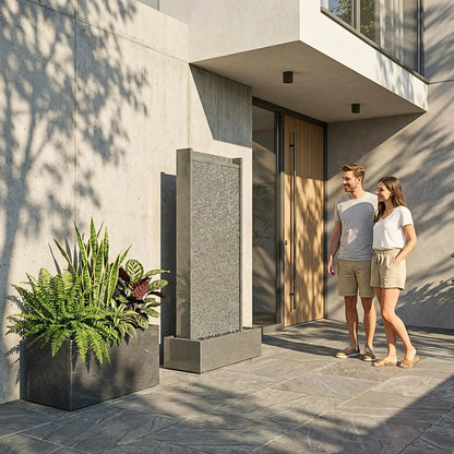 HARMONY – grosse Premium Wasserwand Granitstein, Indoor/Outdoor, 60×40×180 cm - CLIMAQUA