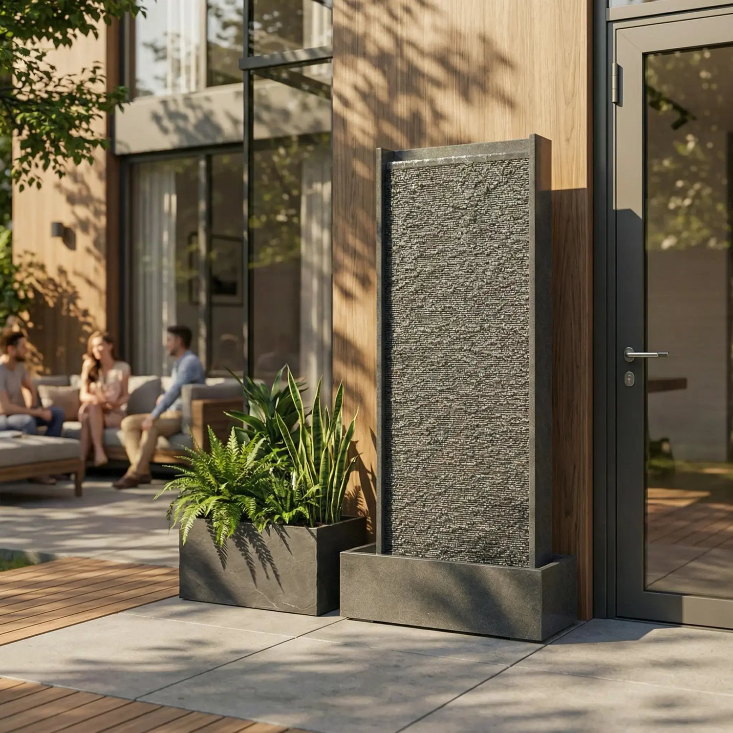 HARMONY – grosse Premium Wasserwand Granitstein, Indoor/Outdoor, 60×40×180 cm - CLIMAQUA