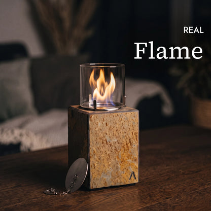 Real flame of the KLARA S+ table fire (AI content)