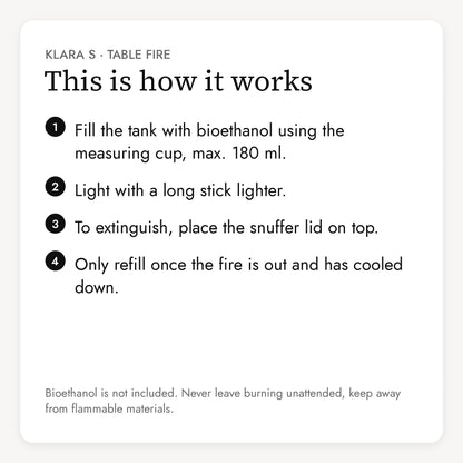 How to use the KLARA S table fire