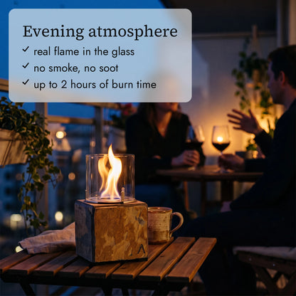 KLARA S table fire in the evening (AI content)