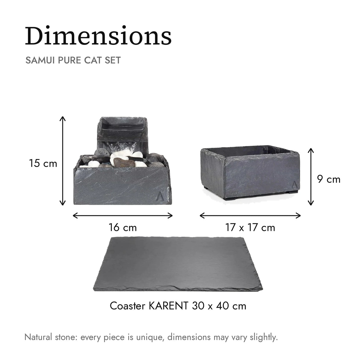 Dimensions of the SAMUI PURE CAT SET