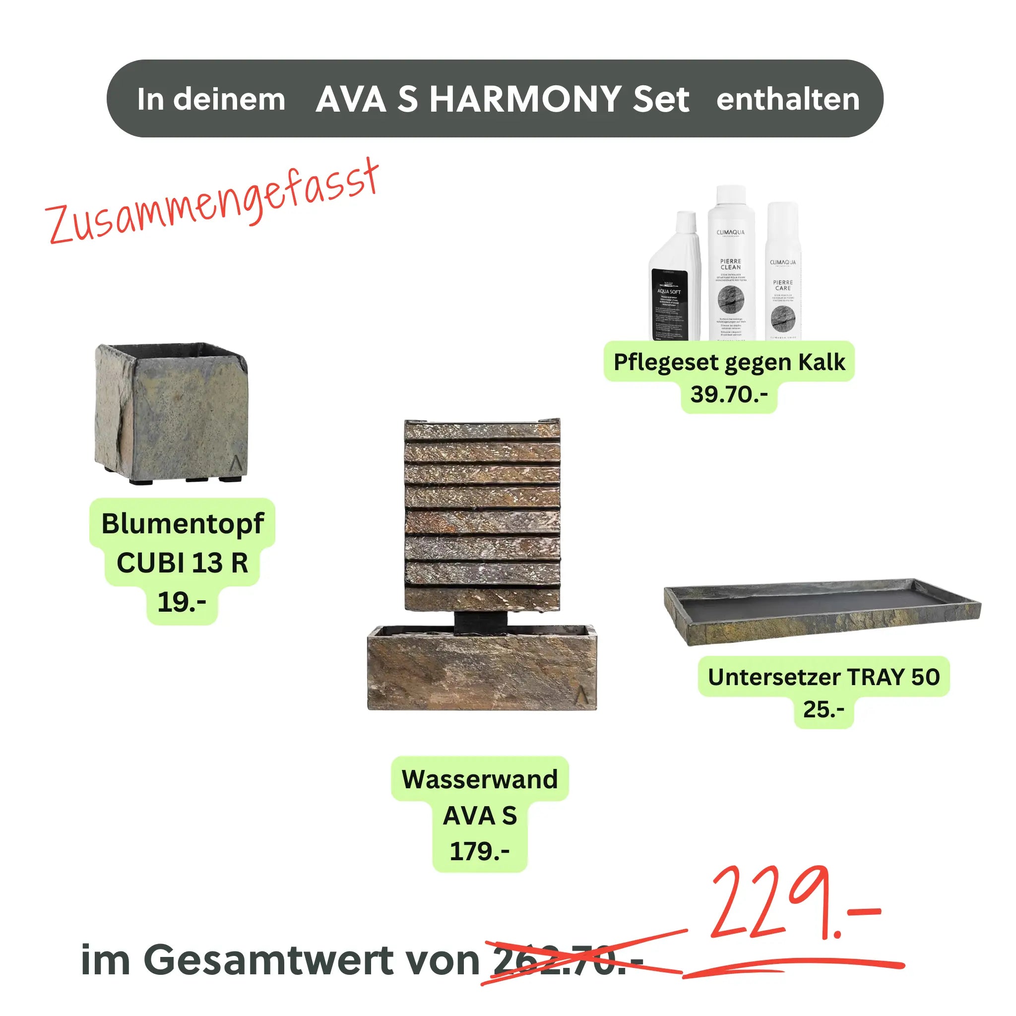 Kleine Wasserwand AVA S HARMONY Set - CLIMAQUA