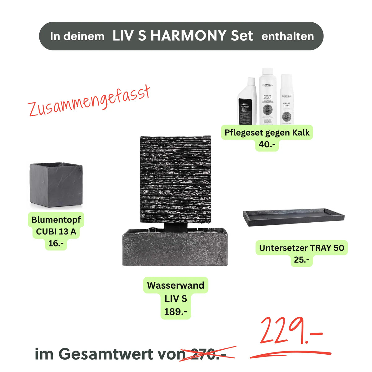 Kleine Wasserwand LIV S HARMONY Set - CLIMAQUA