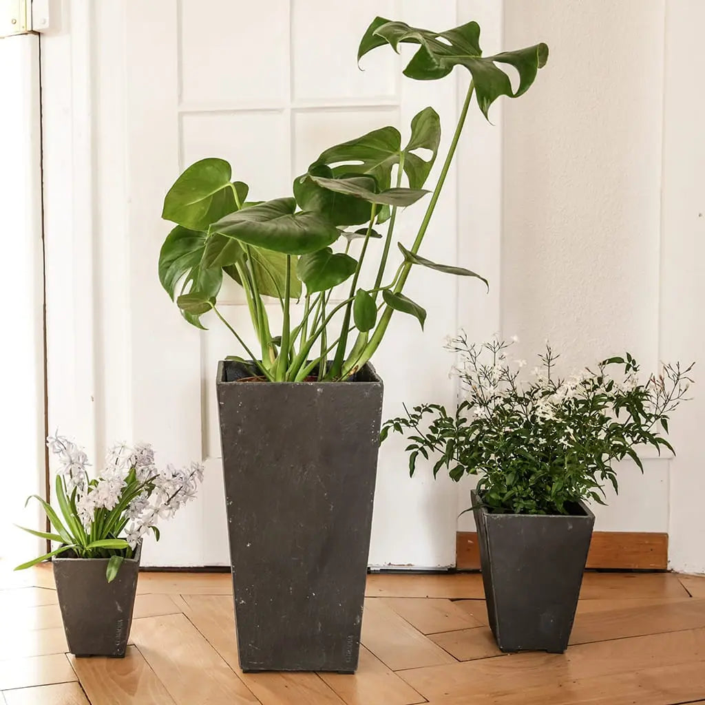 Konischer Übertopf 17 cm Schiefer STILO 17 Anthracite - CLIMAQUA