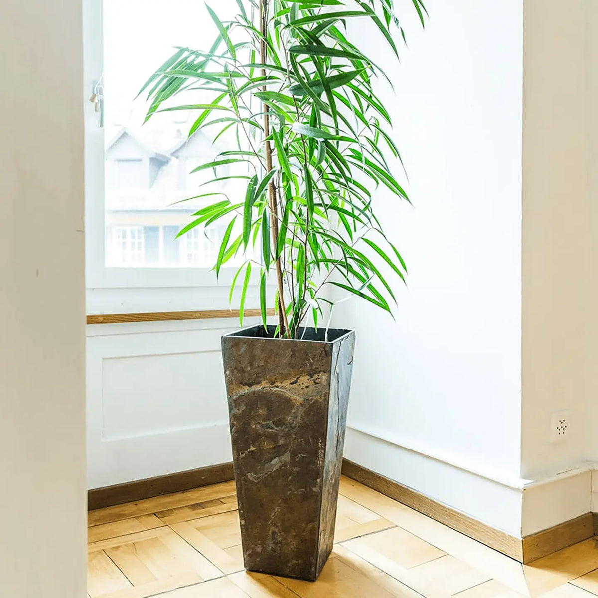 Konischer Übertopf 31 cm Schiefer  STILO 31 Rusty - CLIMAQUA