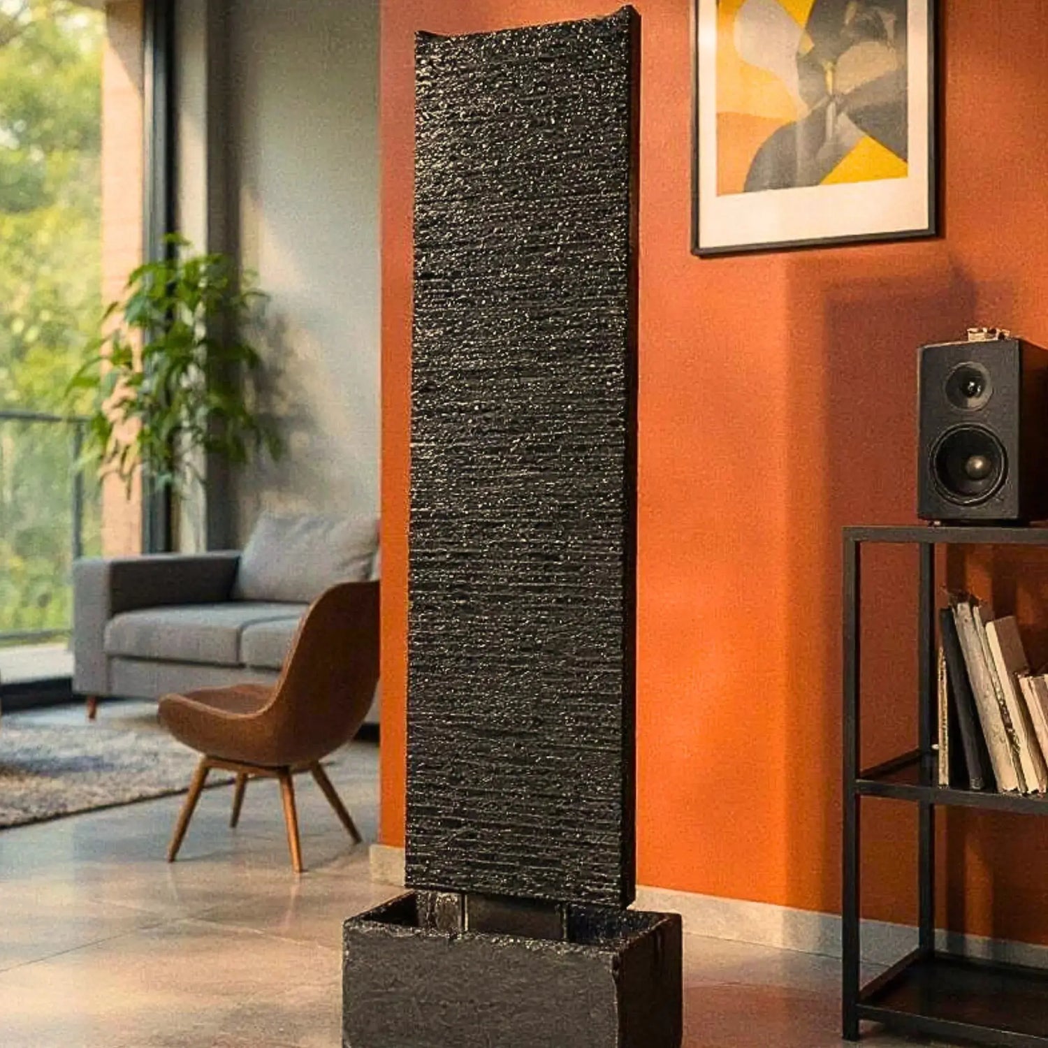 LIV L – Edle Wasserwand Schiefer Schwarz 130 cm - CLIMAQUA