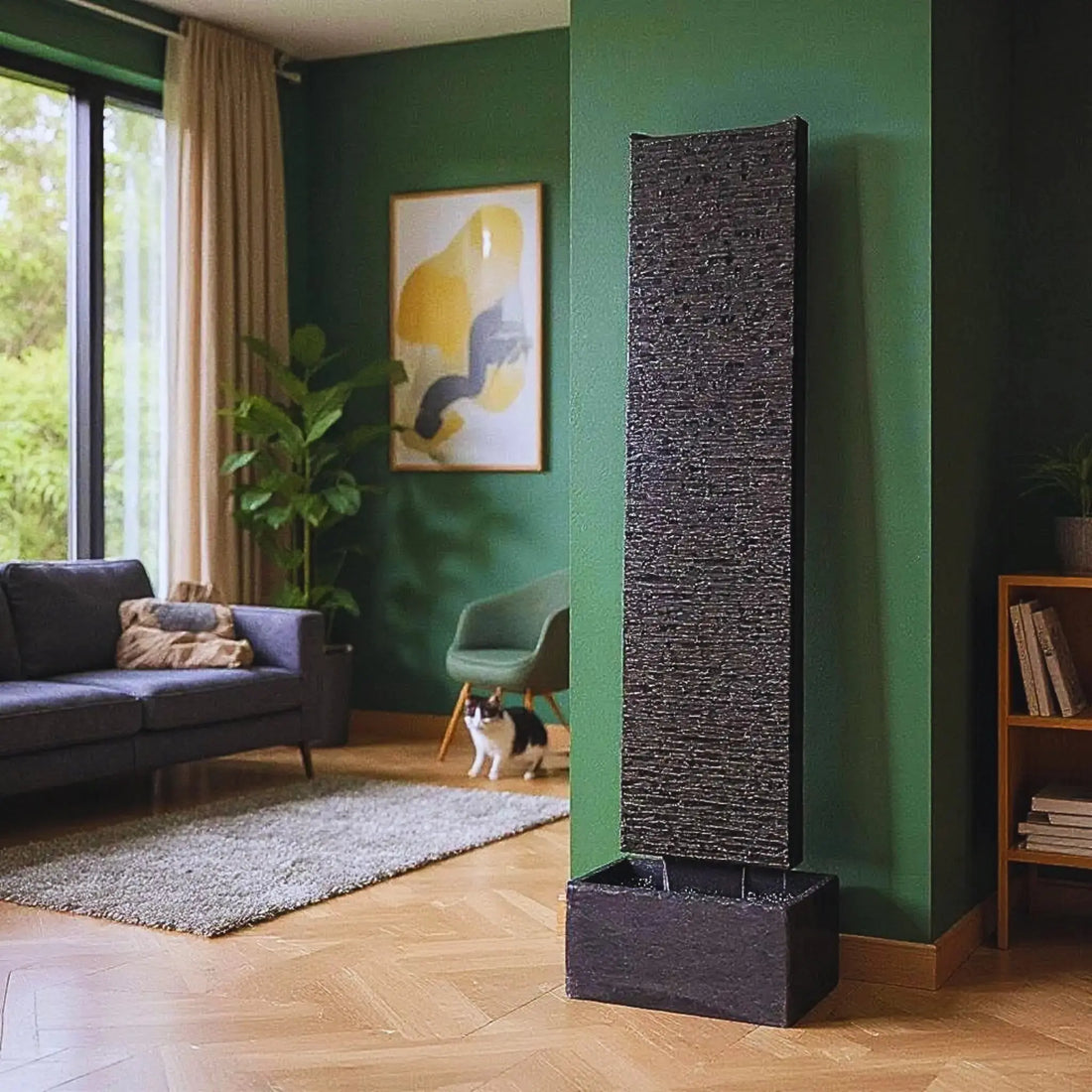 LIV L – Edle Wasserwand Schiefer Schwarz 130 cm - CLIMAQUA
