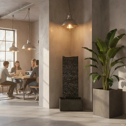 LIV M – Edle Wasserwand Schiefer Schwarz 85cm Brunnen - CLIMAQUA