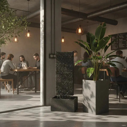 LIV M – Edle Wasserwand Schiefer Schwarz 85cm Brunnen - CLIMAQUA