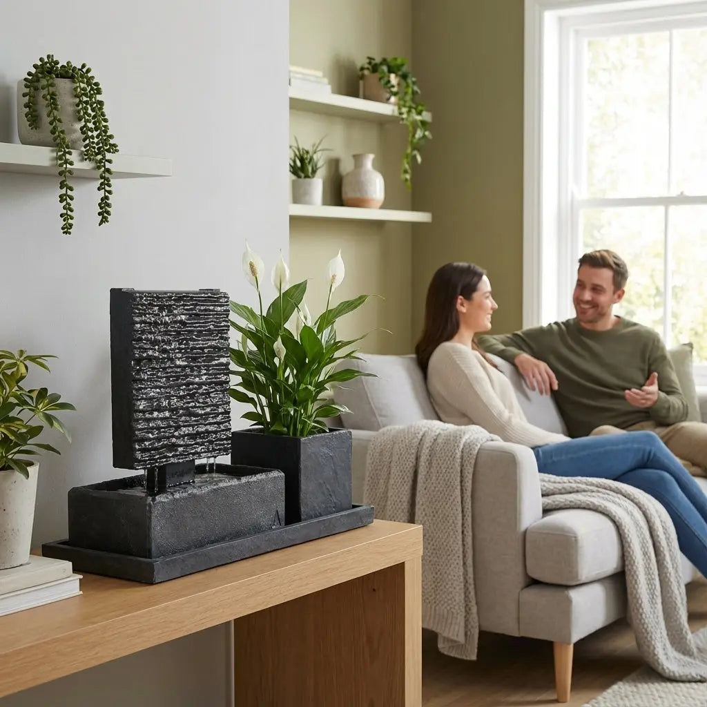 LIV S – Kleine Wasserwand Indoor Schiefer Schwarz 32.5 cm - CLIMAQUA