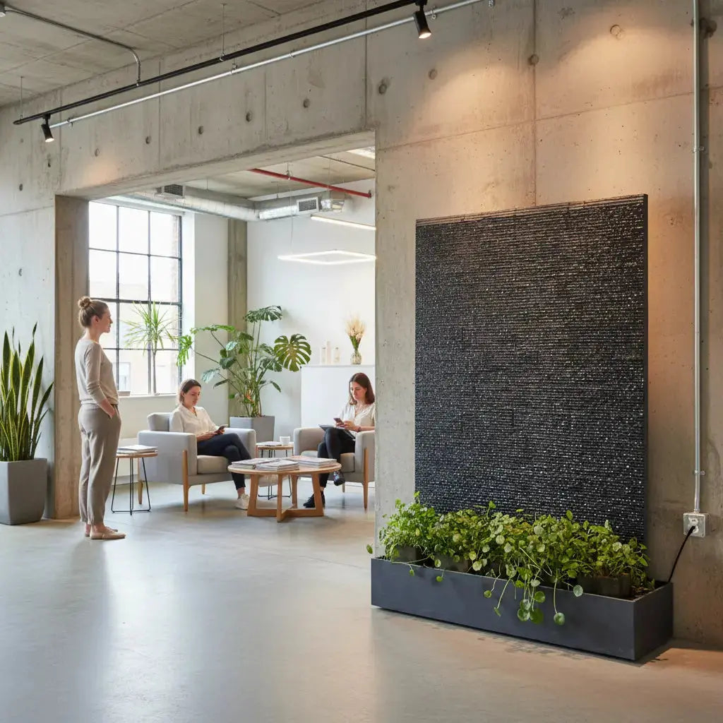 LIV WALL–  Luxuriöse Wasserwand Schiefer Schwarz  160 cm - CLIMAQUA