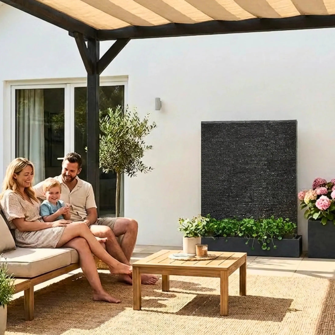 LIV WALL–  Luxuriöse Wasserwand Schiefer Schwarz  160 cm - CLIMAQUA