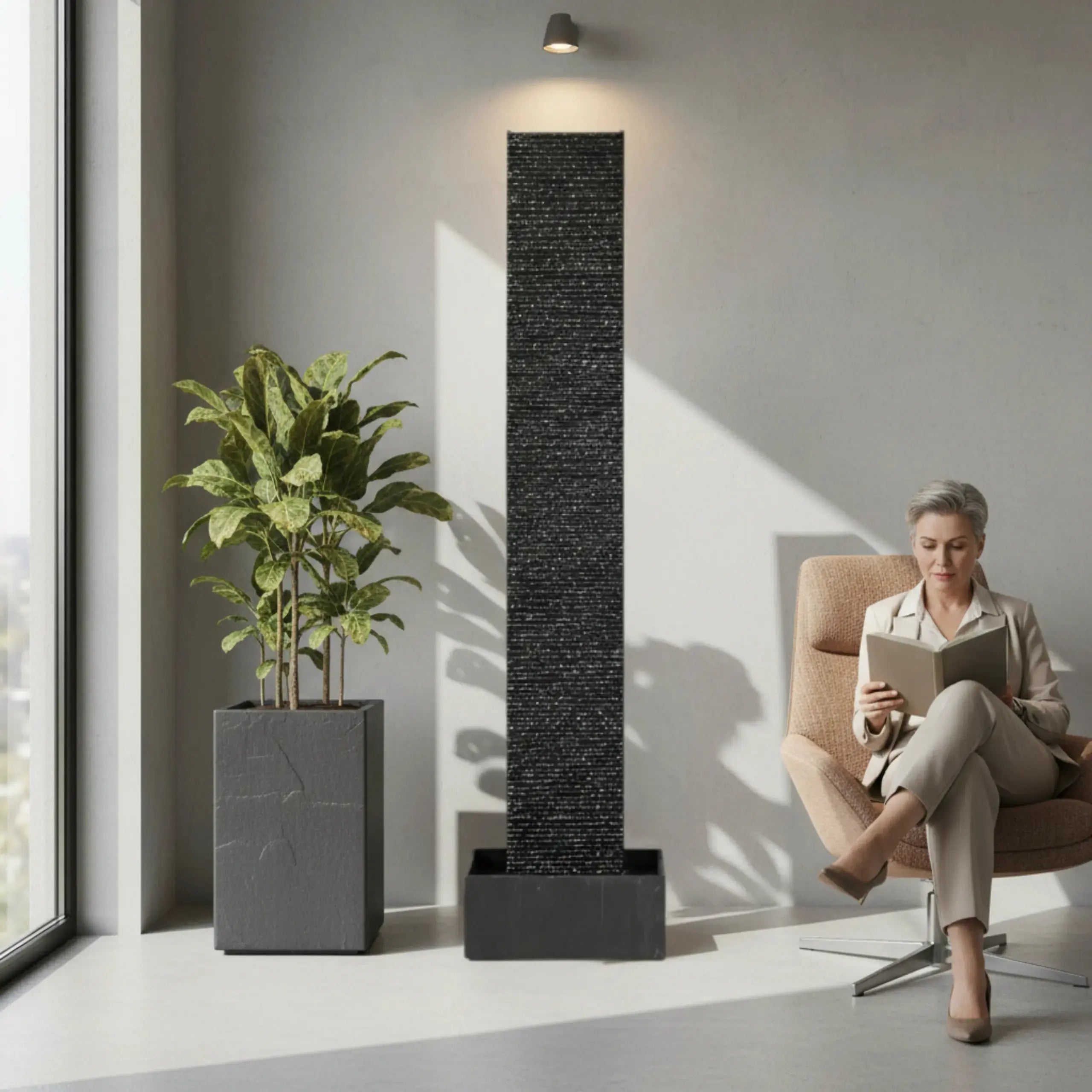 LIV XL – Hohe Wasserwand Schiefer 2m Anthrazit - CLIMAQUA