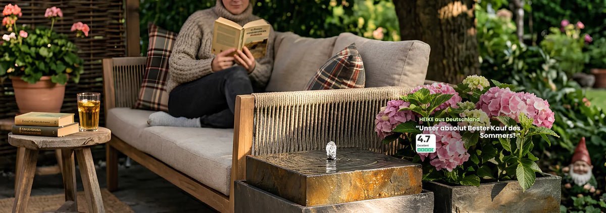 CLIMAQUA Gartenbrunnen und Pflanzgefässe aus Naturschiefer