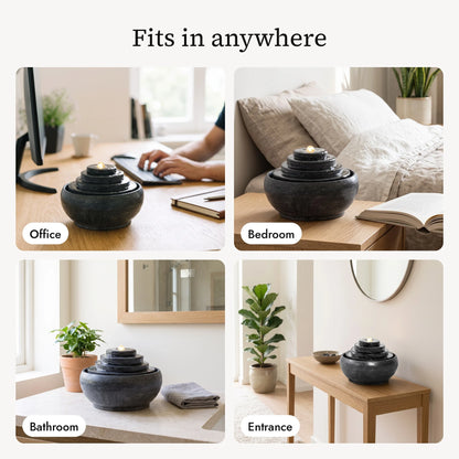 MODO tabletop fountain in the office, bedroom, dining area and entrance (AI content)
