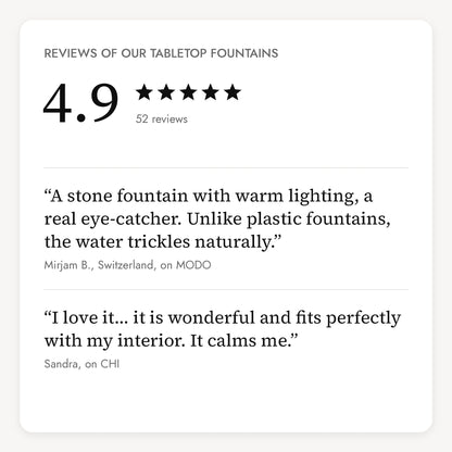 Reviews of our tabletop fountains
