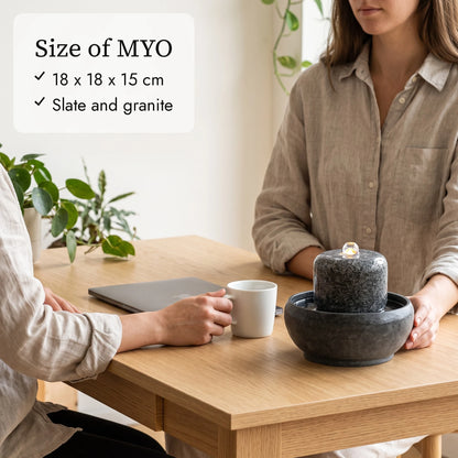 Size of the MYO tabletop fountain (AI content)