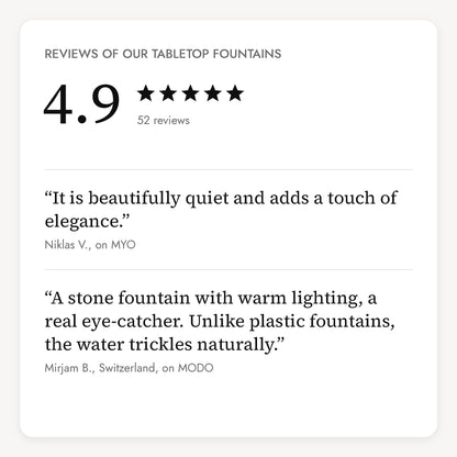 Reviews of our tabletop fountains