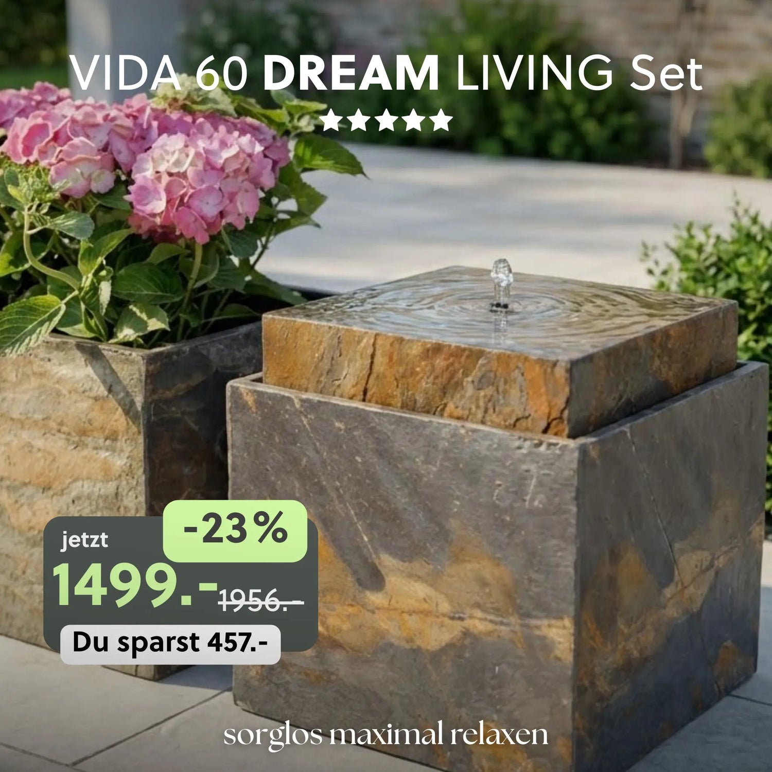 Gartenbrunnen VIDA 60 DREAM LIVING Set Rusty - CLIMAQUA