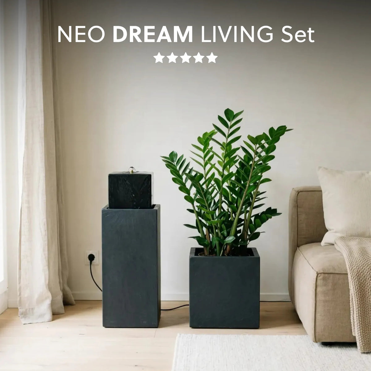 Säule Brunnen NEO ANTHRAZIT DREAM LIVING Set