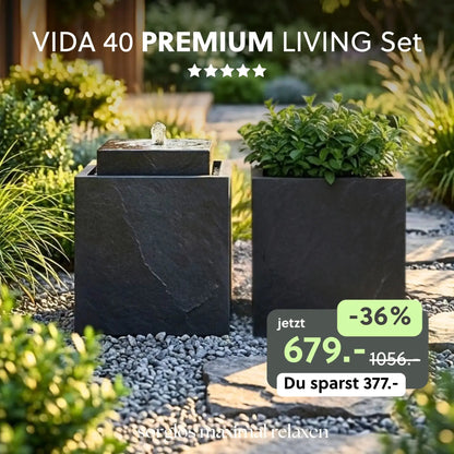 Gartenbrunnen VIDA 40 PREMIUM LIVING Set Anthrazit - CLIMAQUA