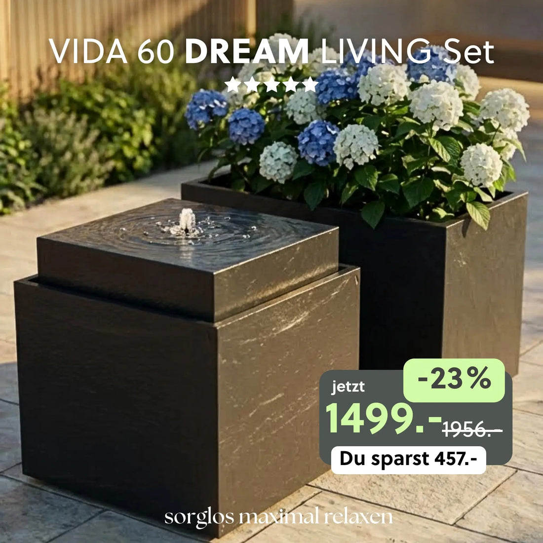 Gartenbrunnen VIDA 60 DREAM LIVING Set Anthrazit - CLIMAQUA