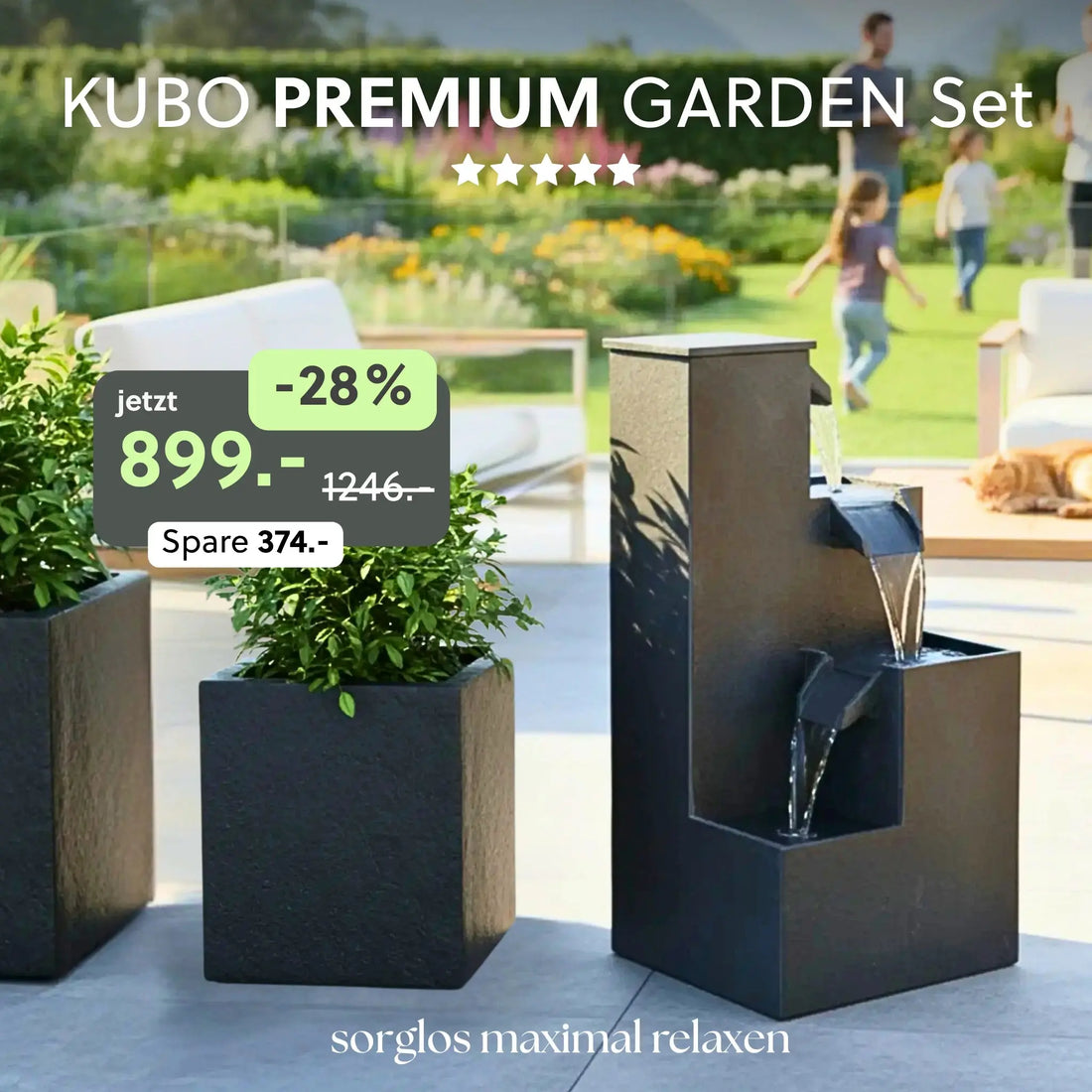 Gartenbrunnen KUBO PREMIUM GARDEN Set - CLIMAQUA