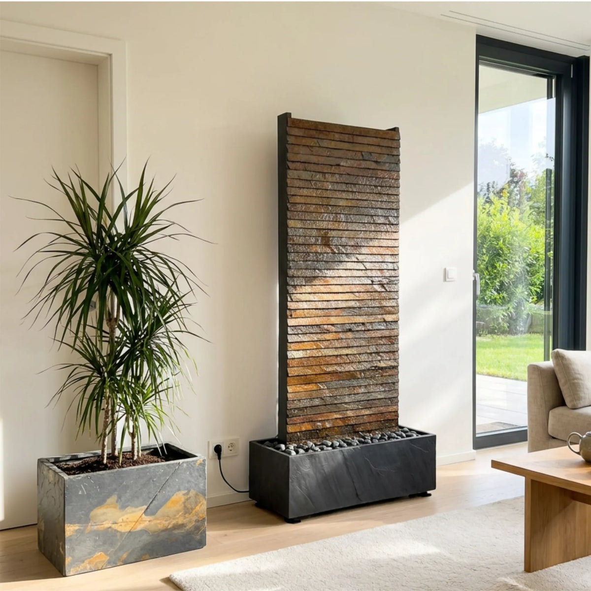 Exklusive XXL Wasserwand 180cm echt Schiefer – AVA GRANDE DREAM SET