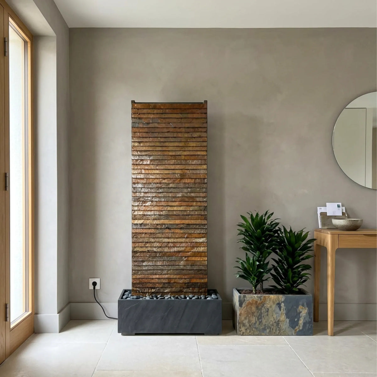 Exklusive XXL Wasserwand 180cm echt Schiefer – AVA GRANDE DREAM SET