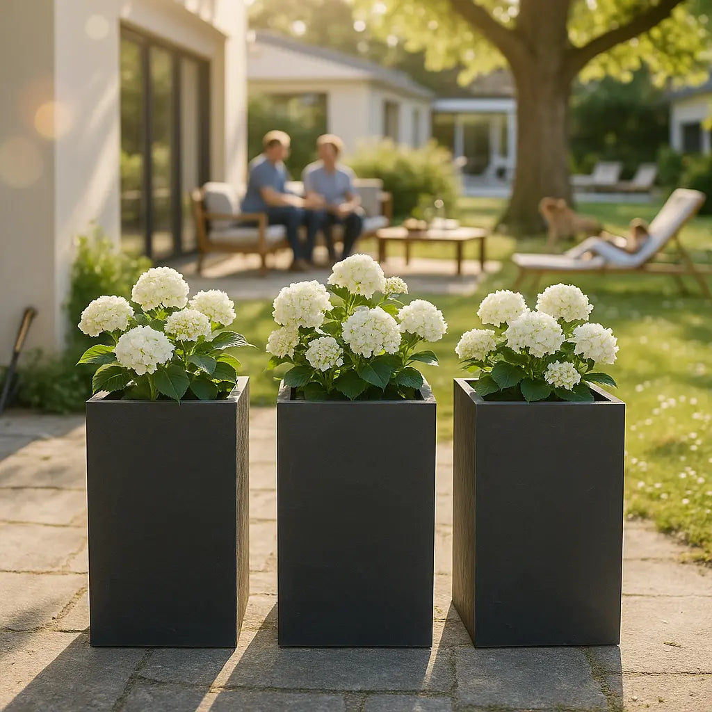PYLO 80 Anthrazit – Pflanzsäule Outdoor 80x40x40 cm Naturschiefer Schwarz - CLIMAQUA