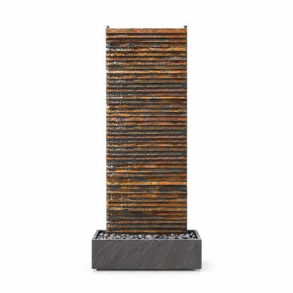 AVA GRANDE – Premium slate water wall, Rusty, indoor/outdoor, 80×38×180 cm