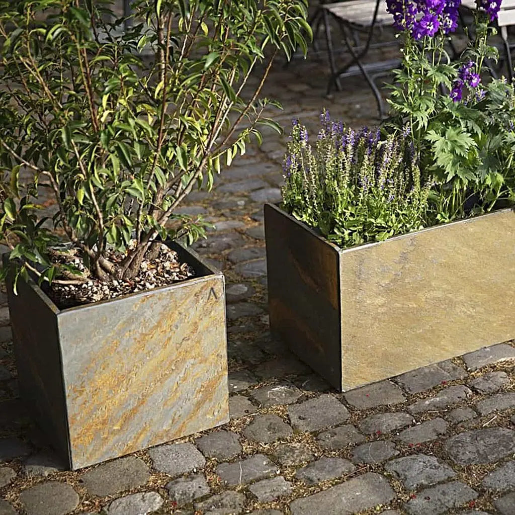 Pflanzgefäss Eckig 40x40x40 cm Schiefer Braun CUBI 40 Rusty - CLIMAQUA