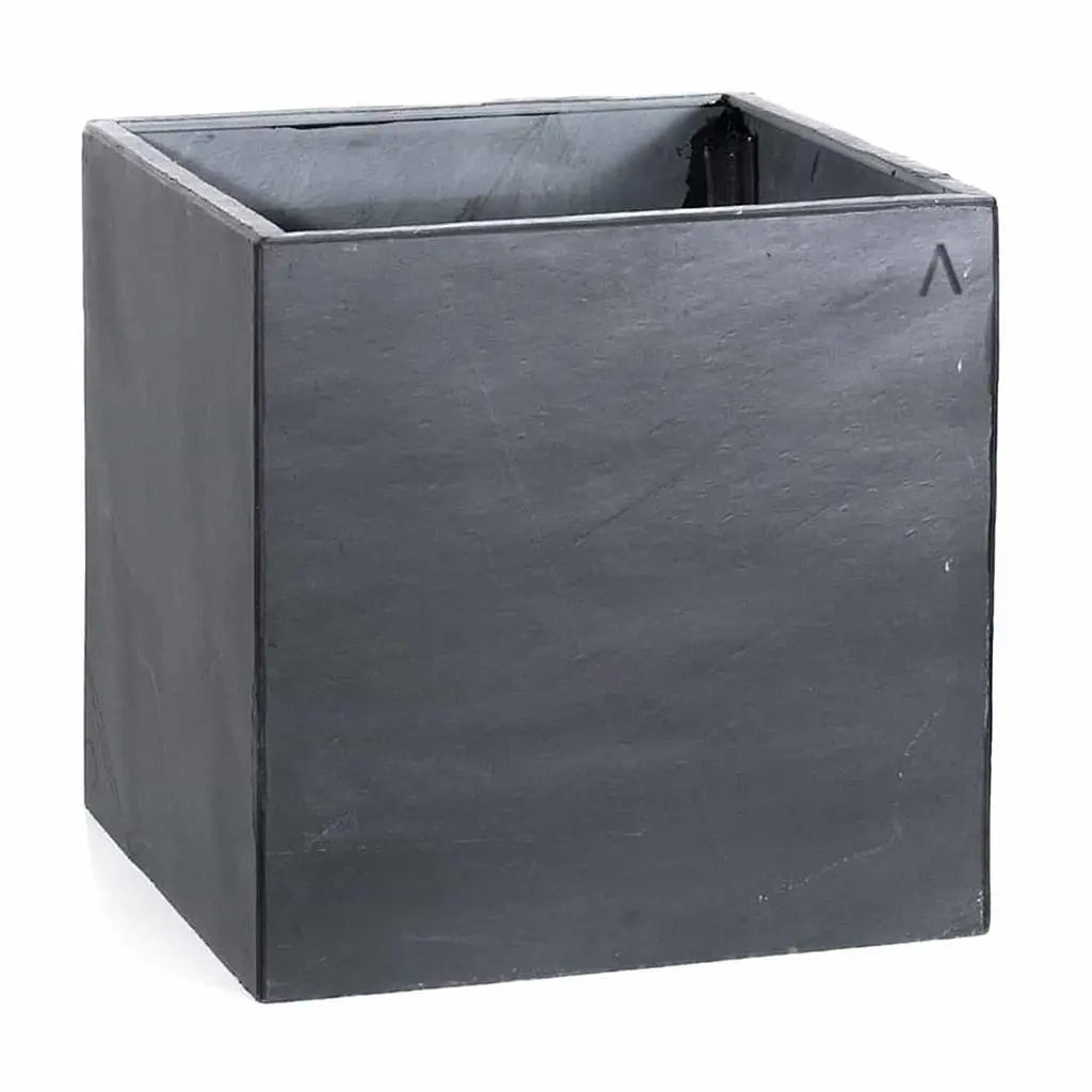 Pflanzgefäss Eckig 40x40x40 cm Schiefer Schwarz CUBI 40 Anthrazit - CLIMAQUA