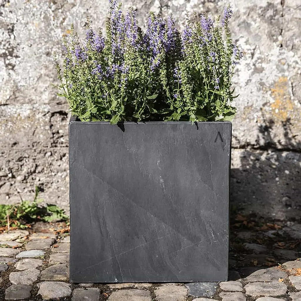 Pflanzgefäss Eckig 40x40x40 cm Schiefer Schwarz CUBI 40 Anthrazit - CLIMAQUA