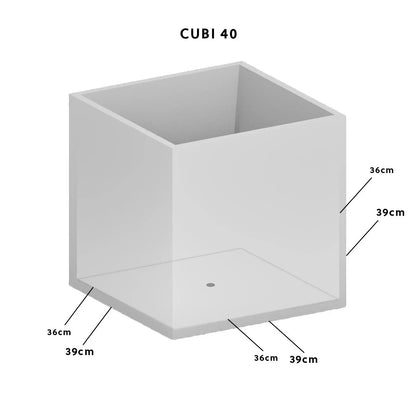 Pflanzgefäss Eckig 40x40x40 cm Schiefer Schwarz CUBI 40 Anthrazit - CLIMAQUA