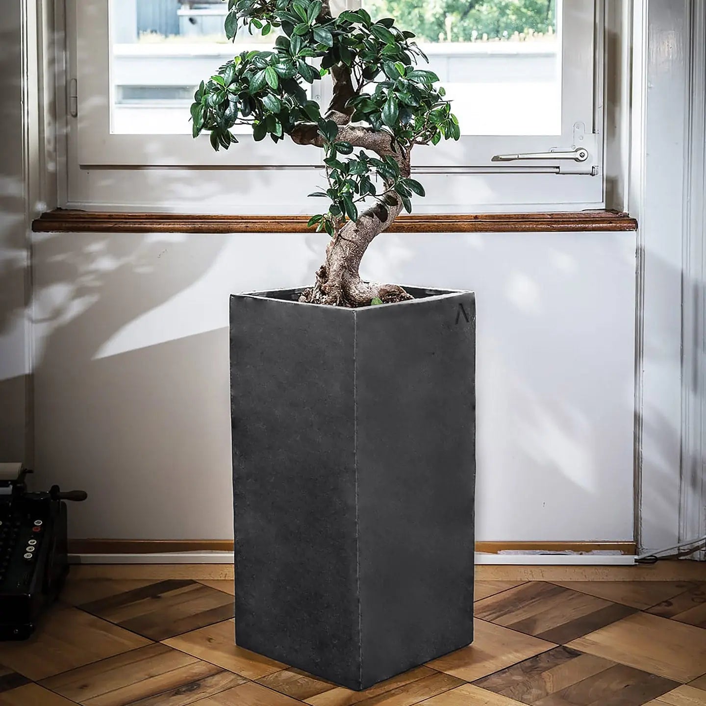 Pflanzsäule 30x57 cm Schiefer Schwarz Indoor PYLO 57 anthracite - CLIMAQUA