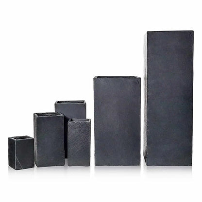 Pflanzsäule Hoch 30x87 cm Schiefer Schwarz Indoor PYLO 87 Anthrazit - CLIMAQUA