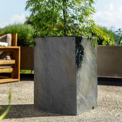 Pflanzsäule Outdoor 60x40x40 cm Naturschiefer Schwarz PYLO 60 Anthrazit - CLIMAQUA