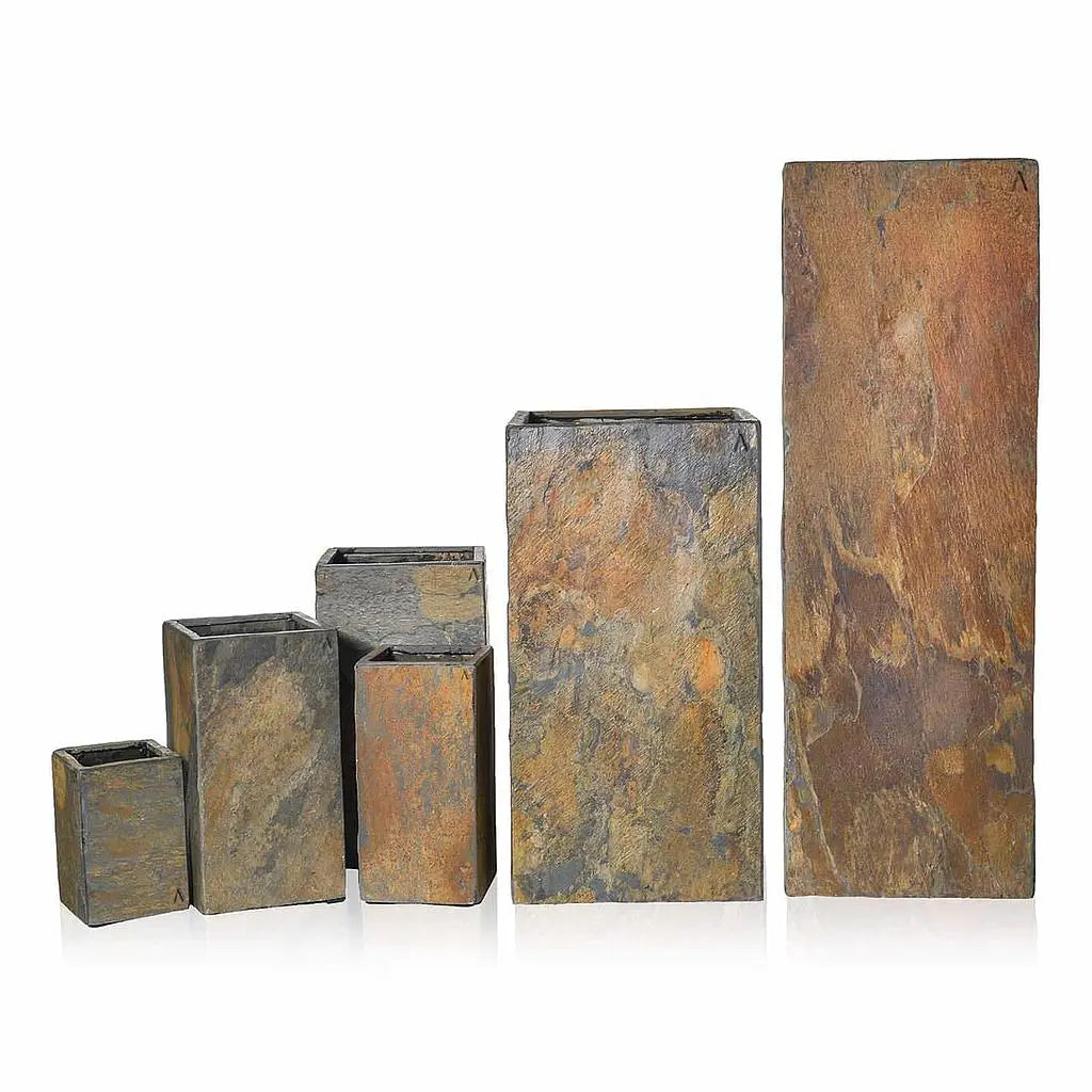 Pflanzsäule Outdoor 80x40x40 cm Naturschiefer Braun PYLO 80 Rusty - CLIMAQUA