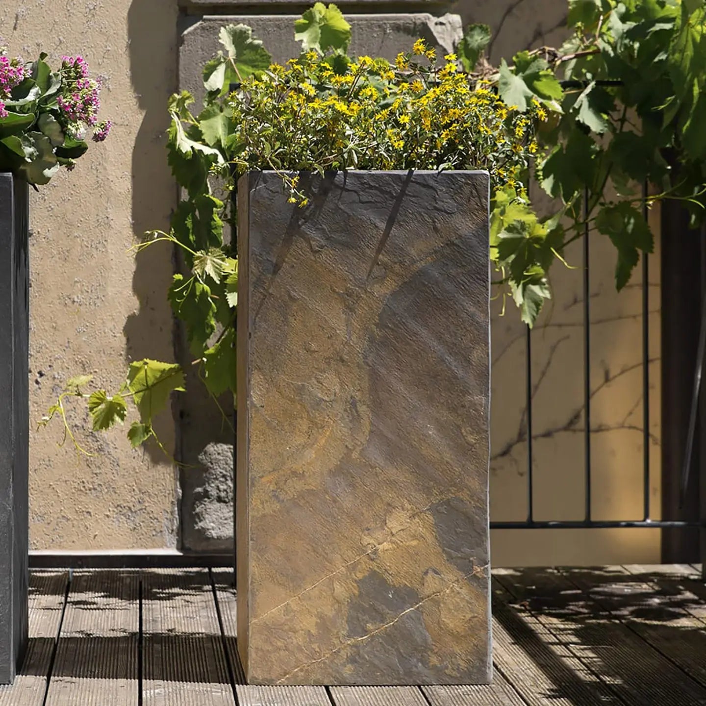 Pflanzsäule Outdoor 80x40x40 cm Naturschiefer Braun PYLO 80 Rusty - CLIMAQUA