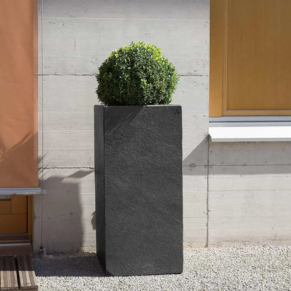 Pflanzsäule Outdoor 80x40x40 cm Naturschiefer Schwarz PYLO 80 Anthrazit - CLIMAQUA