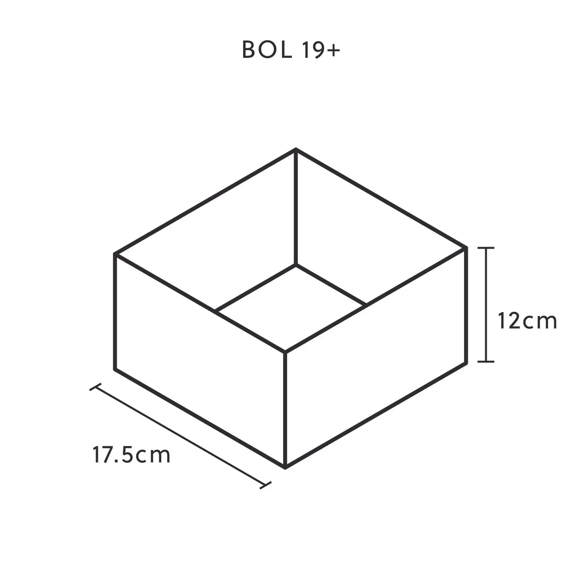 Pflanzschale Hoch 19x19x13 cm Schiefer Schwarz BOL 19+ Anthrazit - CLIMAQUA