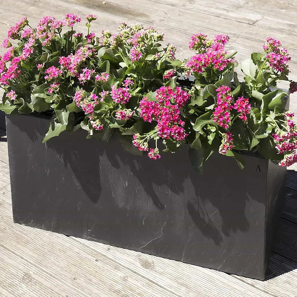 Pflanztrog Outdoor 80x60x40 cm Naturschiefer Schwarz RECTO 80 Anthrazit - CLIMAQUA