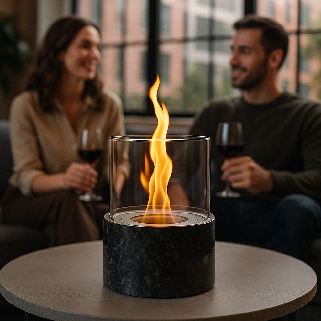 PINO M – Tischfeuer Marmor Schwarz
