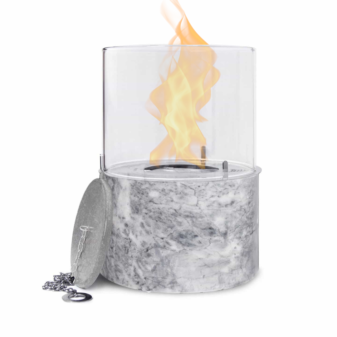 Tischfeuer Marmor Weiss PINO M