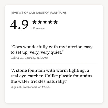 Reviews of our tabletop fountains